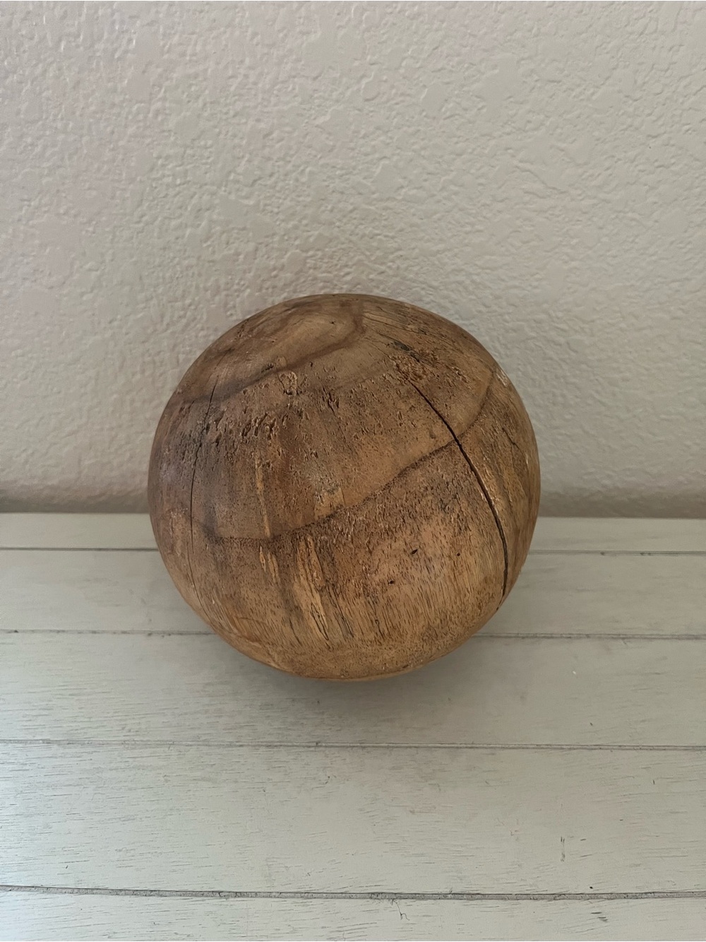 Rustic Solid Wood Decorative Ball Sphere Sculpture Home Decor